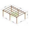 Abri de voiture Badajoz en bois laminé collé de 24 m² - 6 x 4 m – Sans toiture