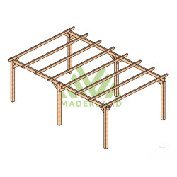 Abri de voiture Badajoz en bois laminé collé de 24 m² - 6 x 4 m – Sans toiture