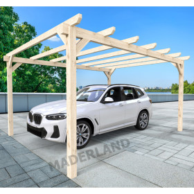 Abri de voiture Badajoz en bois laminé collé de 24 m² - 6 x 4 m – Sans toiture