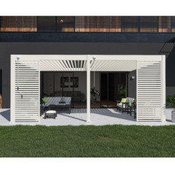 Panneau brise-vue à lames horizontales pergola bioclimatique Ombréa – 1,3m - Blanc