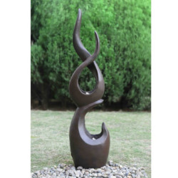 Fontaine de jardin Flamme en polyroche – 38 x 27 x 150 cm – Rouille