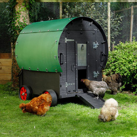 Poulailler Wagon Nestera en plastique 100% recyclé – Capacité 6 poules - 113 x 142 x 138,2 cm
