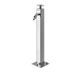 Fontaine de jardin Saturnia Cube en acier inoxydable qualité marine effet miroir – 6 x 6 x 64,5 cm