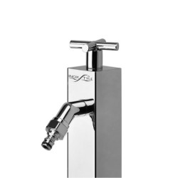 Fontaine de jardin Saturnia Cube en acier inoxydable qualité marine effet miroir – 6 x 6 x 64,5 cm