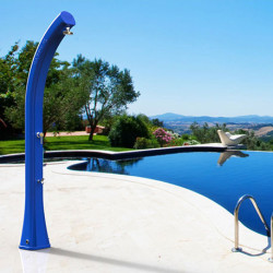 Douche solaire inclinée de jardin en polyéthylène avec réservoir d’eau 35L – 25,5 x 22,5 x 220 cm – Bleu Outremer