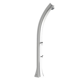 Douche solaire inclinée de jardin en polyéthylène avec réservoir d’eau 35L – 25,5 x 22,5 x 220 cm – Dove gray