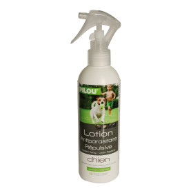 Lotion spray Anti-Puces, Moustiques, Mouches, Tiques - Antiparasitaire répulsif pour Chiens – 250 mL