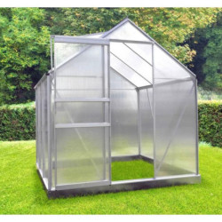 Serre de jardin en polycarbonate 4,8 m² - 190 x 250 x 200 cm - Gris