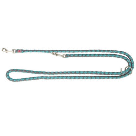 Laisse réglable 3 longueurs en nylon tressé Trixie Cavo Taille S-M - L. 2 m – Ø12 mm - Aqua/gris graphite