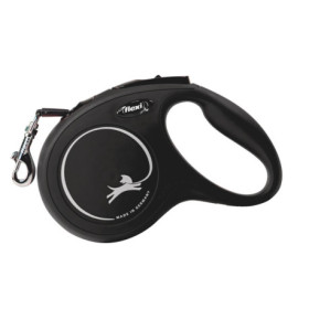 Laisse cordon à enrouleur Flexi New Classic pour chien Taille M / 20 kg – 8 m – Noir