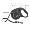Laisse sangle à enrouleur Flexi New Classic pour chien Taille XS / 12 kg – 3 m – Noir
