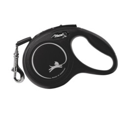 Laisse sangle à enrouleur Flexi New Classic pour chien Taille XS / 12 kg – 3 m – Noir