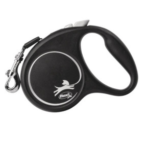 Laisse sangle à enrouleur Flexi Black Design pour chien Taille S / 15 kg – 5 m – Noir