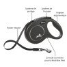 Laisse sangle à enrouleur Flexi Black Design pour chien Taille S / 15 kg – 5 m – Noir