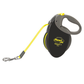 Laisse sangle à enrouleur Flexi Giant pour chien Taille L / 50 kg – 8 m – Noir et Jaune Fluo