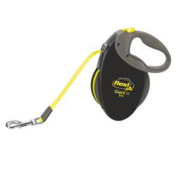 Laisse sangle à enrouleur Flexi Giant pour chien Taille XL / 75 kg – 8 m – Noir et Jaune Fluo
