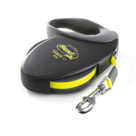 Laisse sangle à enrouleur Flexi Giant pour chien Taille XL / 75 kg – 8 m – Noir et Jaune Fluo