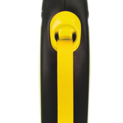 Laisse sangle à enrouleur Flexi Néon pour chien Taille S / 15 kg – 5 m – Noir et Jaune Fluo