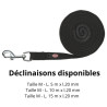 Laisse de suivi - longe en coton avec dragonne doublée Taille M - L. 5 m x l.20 mm – Noir
