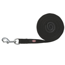 Laisse de suivi - longe en coton avec dragonne doublée Taille M - L. 10 m x l.20 mm – Noir