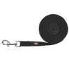 Laisse de suivi - longe en coton avec dragonne doublée Taille M - L. 10 m x l.20 mm – Noir
