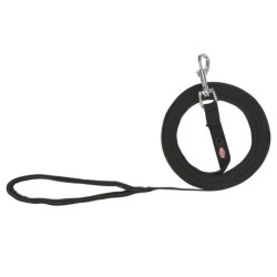Laisse de suivi - longe en coton avec dragonne doublée Taille M - L. 10 m x l.20 mm – Noir
