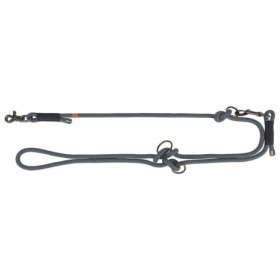 Laisse réglable en corde mate tissée en rond Soft Rope Taille L-XL - L. 2 m – Ø13 mm – Noir / Gris