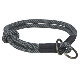 Collier anti-traction en corde tissée Soft Rope L tour de cou 50 cm - Ø 13 mm – Noir / Gris