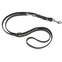 Laisse réglable 3 longueurs Active en cuir Taille S-M – L.2 m l.13 mm – Noir