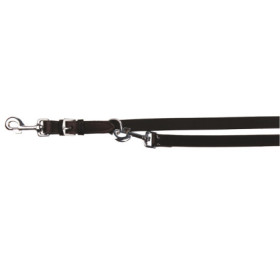 Laisse réglable 3 longueurs Active en cuir Taille M-L – L.2 m l.18 mm – Noir