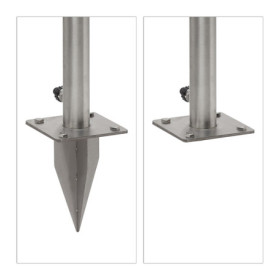 Fontaine de jardin RONDE en acier inox à planter avec support tuyaux d’arrosage – 29 x 15 x 91 cm