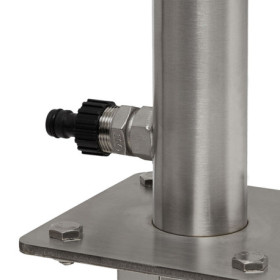 Fontaine de jardin RONDE en acier inox à planter avec support tuyaux d’arrosage – 29 x 15 x 91 cm