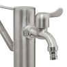 Fontaine de jardin RONDE en acier inox à planter avec support tuyaux d’arrosage – 29 x 15 x 91 cm