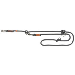 Laisse réglable 3 positions en corde tressée Be Nordic Taille S-M - L. 2 m – Ø8 mm – Gris foncé / Brun