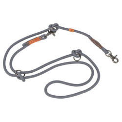 Laisse réglable 3 positions en corde tressée Be Nordic Taille L-XL - L. 2 m – Ø13 mm – Gris foncé / Brun