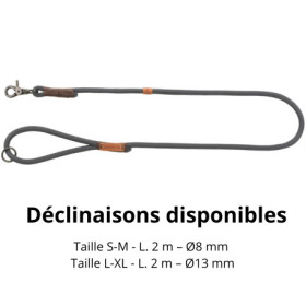 Laisse en corde tressée Be Nordic Taille L-XL - L. 1 m – Ø13 mm – Gris foncé / Brun