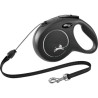 Laisse cordon à enrouleur Flexi New Classic pour chien Taille S / 12 kg – 5 m – Noir