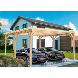 Abri de voiture Lugo en bois laminé collé de 30 m² - 6 x 5 m – Sans toiture