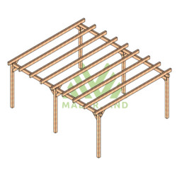 Abri de voiture Lugo en bois laminé collé de 30 m² - 6 x 5 m – Sans toiture
