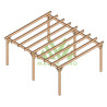 Abri de voiture Lugo en bois laminé collé de 30 m² - 6 x 5 m – Sans toiture