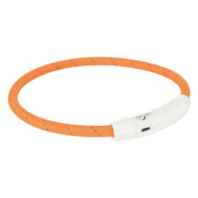 Anneau lumineux Flash USB pour chien en TPU/nylon Ø7 mm –Taille universelle - Orange