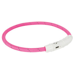 Anneau lumineux Flash USB pour chien en TPU/nylon Ø7 mm –Taille universelle - Rose