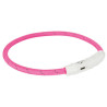Anneau lumineux Flash USB pour chien en TPU/nylon Ø7 mm –Taille universelle - Rose