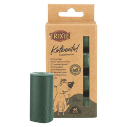 Sacs ramasse crottes, compostables, 4 rouleaux de 10 sacs, vert forêt