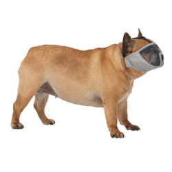 Muselière pour races de chien à museau court en polyester – Taille S court – Gris