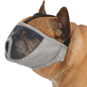Muselière pour races de chien à museau court en polyester – Taille S court – Gris