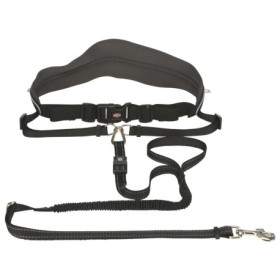 Ceinture de jogging ventrale avec laisse en néoprène Trixie – Noir / Gris graphite