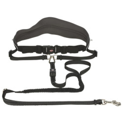 Ceinture de jogging ventrale avec laisse en néoprène Trixie – Noir / Gris graphite