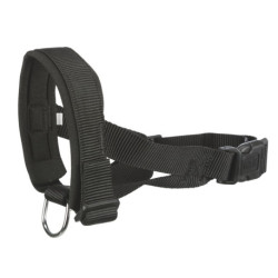 Muselière sangle en nylon avec doublure en néoprène – Taille M-L Tour de museau 22-30 cm – Noir