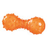 Jouet distributeur de friandises Snack Haltère avec 2 ouvertures en caoutchouc – 12 cm - Orange